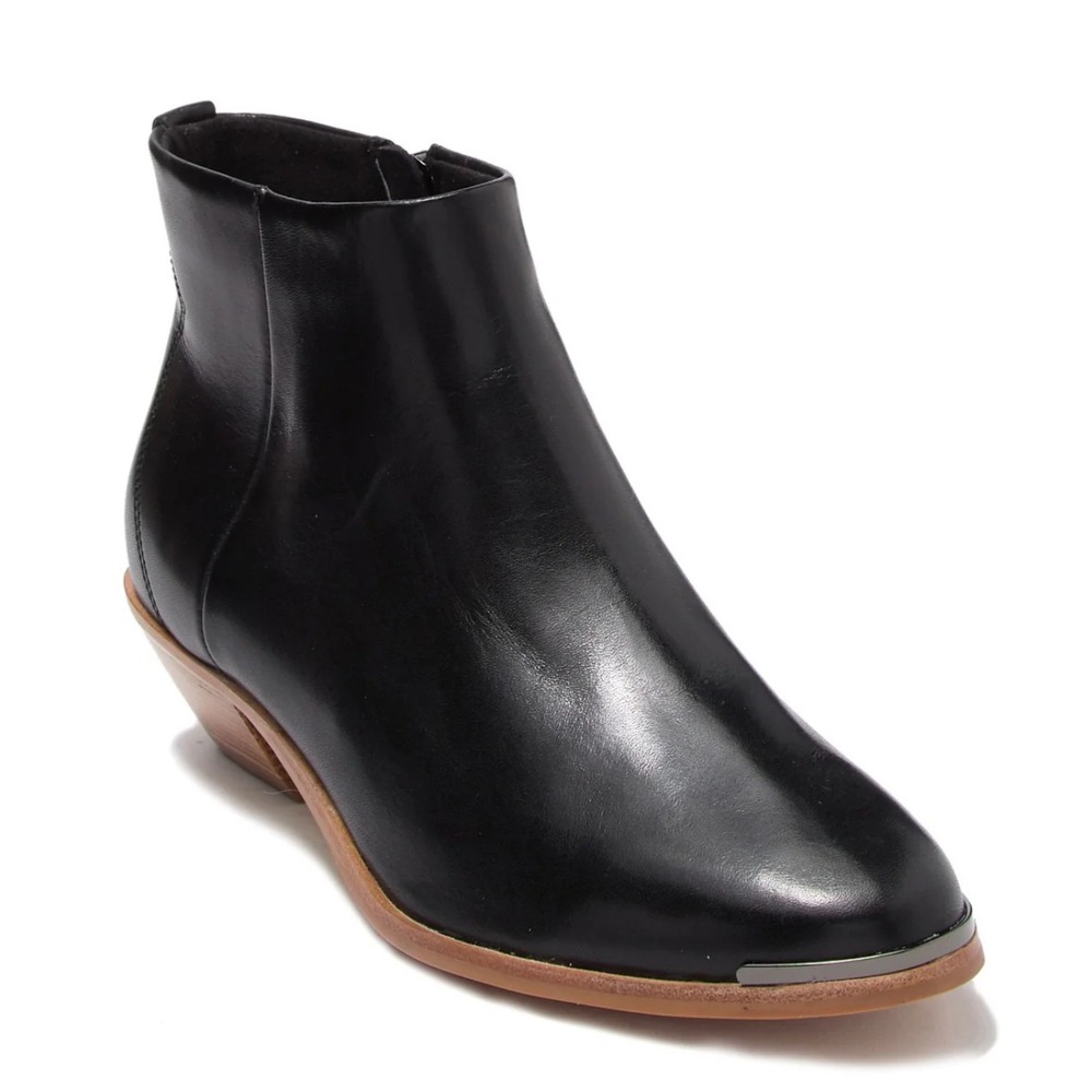 Ted Baker‎ Keirei Black Leather Ankle Boots Low Heel Side Women's Size 37